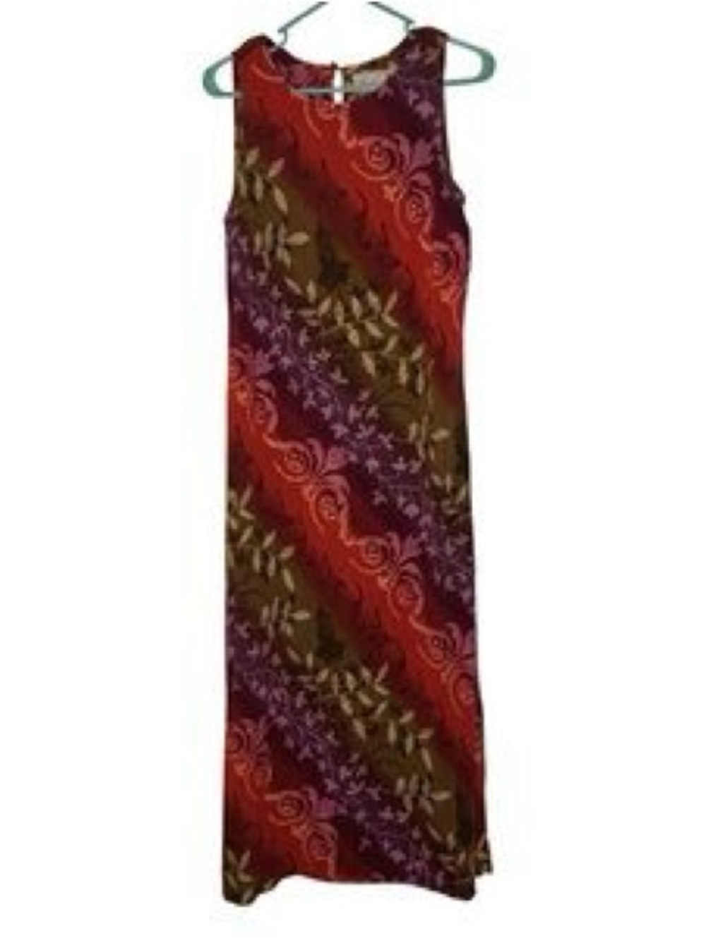 90s Vintage Kathie Lee Collection Red and Plum Floral Sleeveless Dress